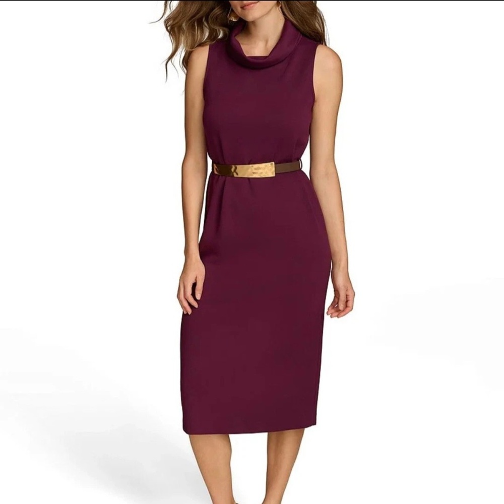 Donna Karan Sleeveless Plum Midi Dress